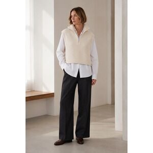 NEW COS Open-Side Half-Zip Vest Ribbed Knit Cream Sweater OS  Scandi Chunky Chic